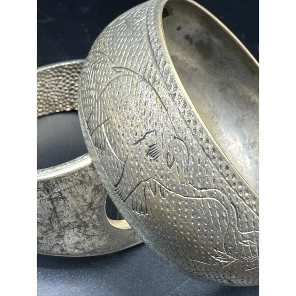 Vintage Mixed Metal Enamel Gold Tone Brass Cuff‎ Bangle Bracelet Lot